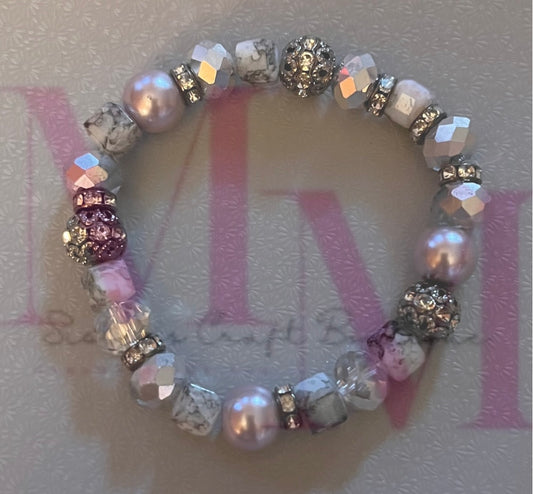 Pink and Gray marble bracelet