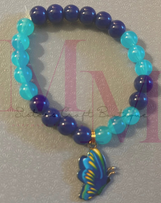 Turquoise and dark blue butterfly bracelet