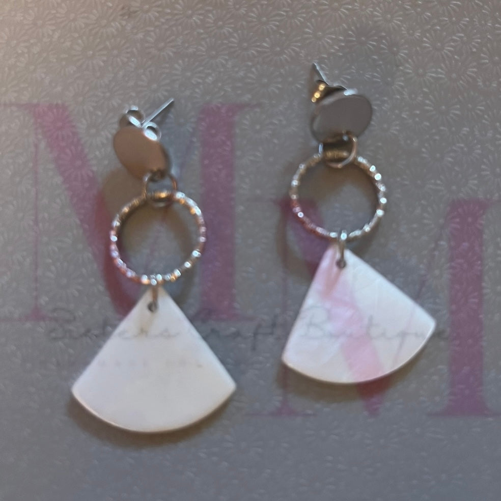 Silver and White Earrings